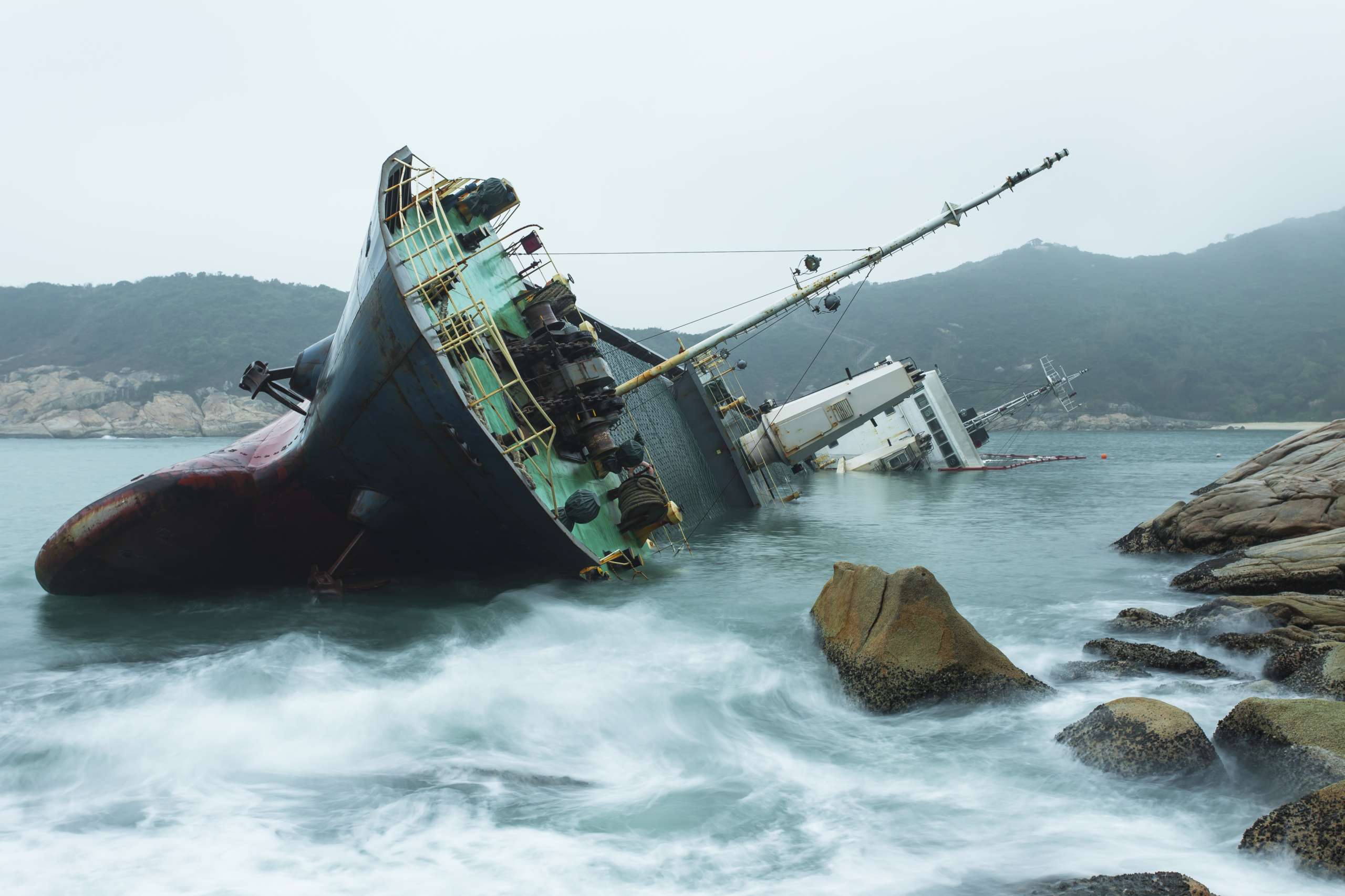 Ship stranded at sea